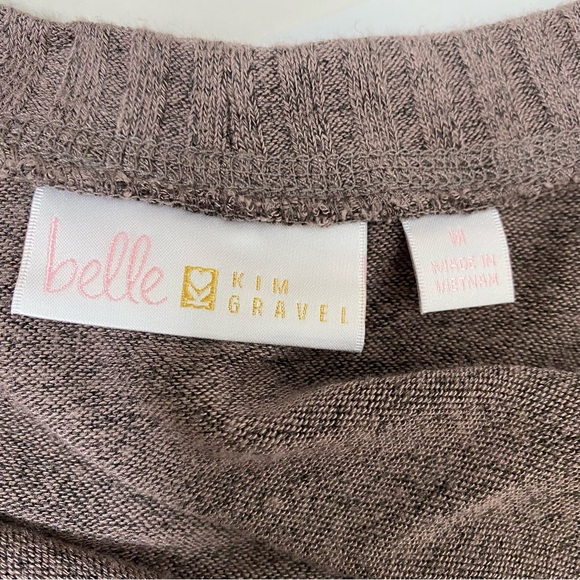 Belle by Kim Gravel Size M Brushed Knit Open Front Cardigan Duster Brown Gray - Picture 5 of 9